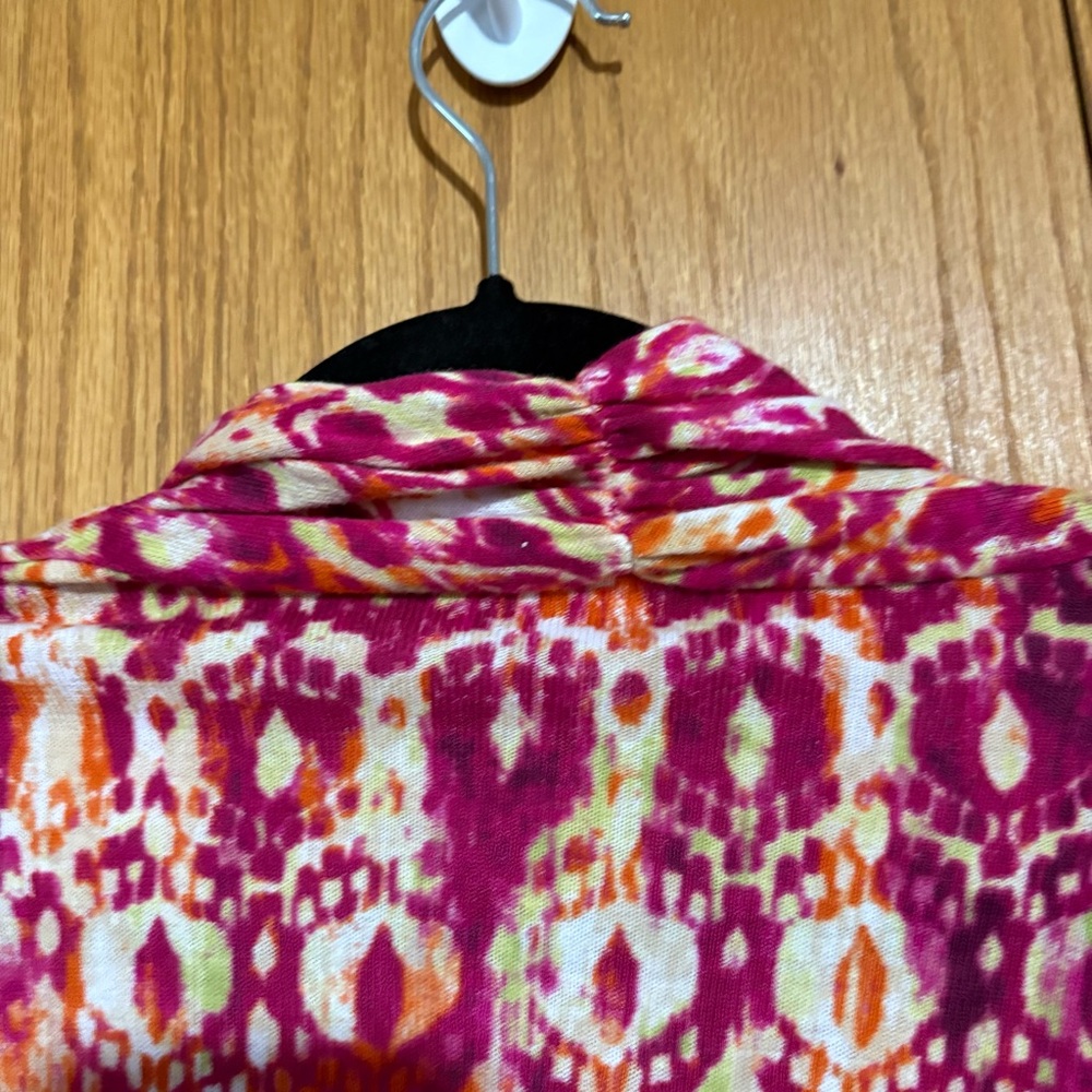 Chicos 100% cotton lightweight spring cardigan short sleeve open front printed - Picture 3 of 5